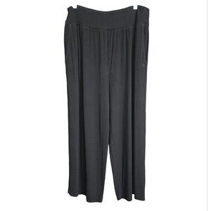 Cozy Earth Women's Black Wide-Leg Ribbed Bamboo Lounge Pants XXL
